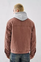 BDG Brown Borg-Lined Canvas Zip-Through Jacket