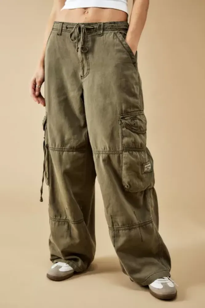 Bdg Urban Outfitters Linen Y2K Cargo Pants - Light Brown - Small