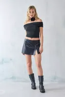 UO Faux Leather Split-Hem Mini Skirt
