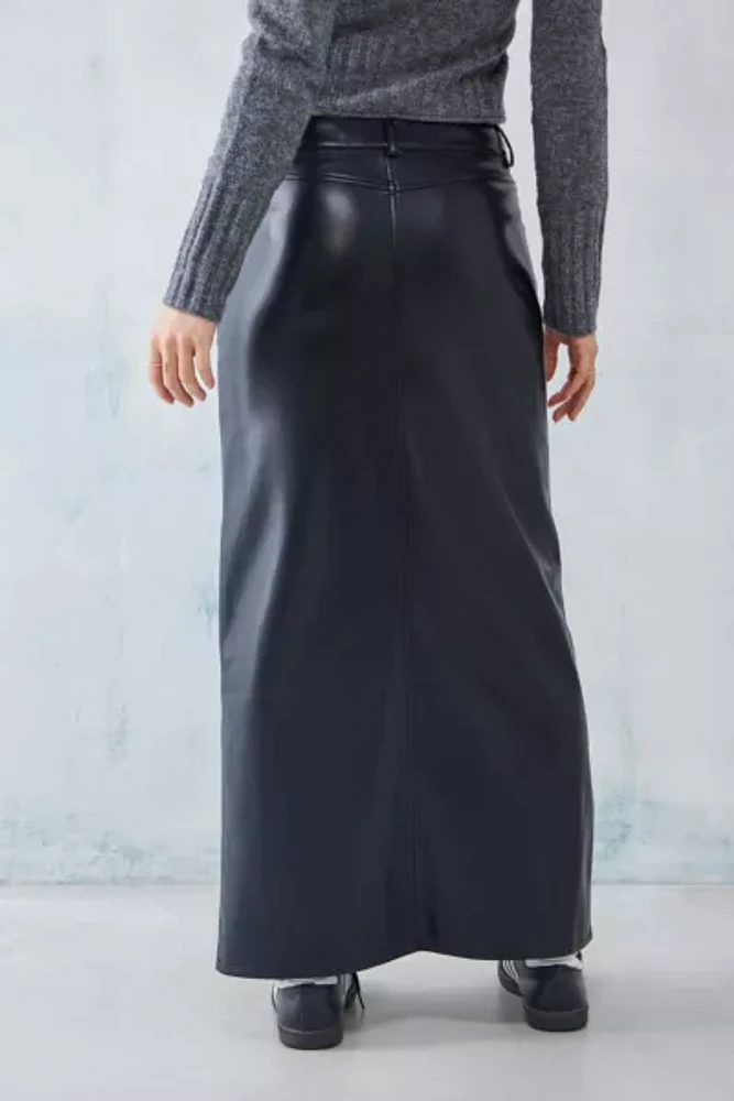 UO Split Front Faux Leather Maxi Skirt