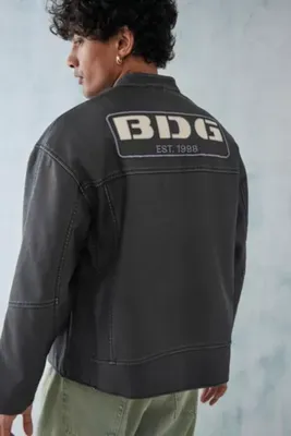BDG Faux Leather Back Embroidery Biker Jacket