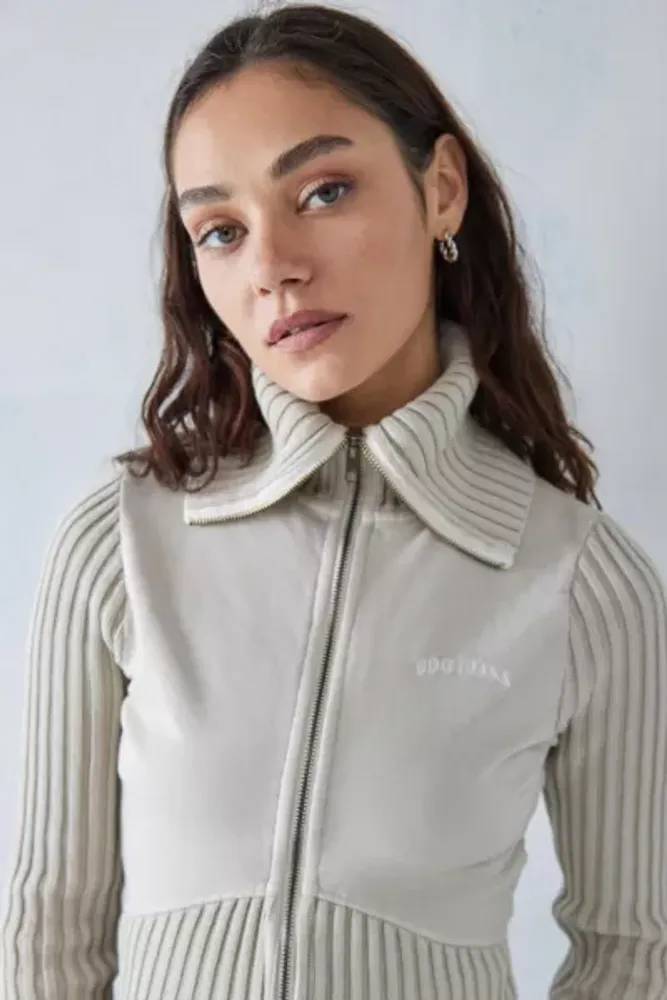 BDG Thea Ribbed Ecru Track Top