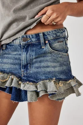 BDG Lola Ruffle Denim Mini Skirt