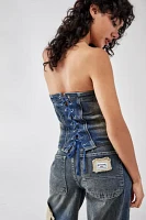 BDG Washed Denim Zip-Up Modular Corset Top