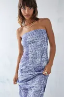 UO Dina Denim Lace Bandeau Maxi Dress