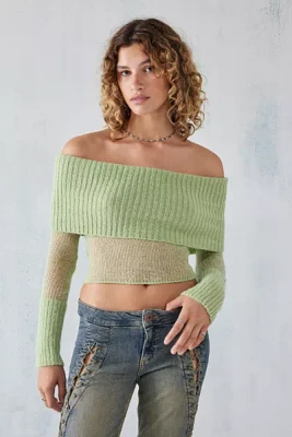 UO Sophia Sheer Off-The-Shoulder Knitted Top