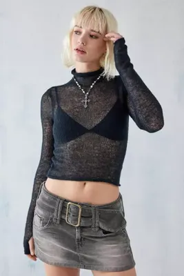 UO Sheer Funnel Neck Layering Top