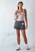 UO Grey Pinstripe Pleated Mini Skirt