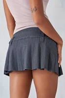 UO Grey Pinstripe Pleated Mini Skirt