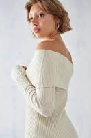 UO Tori Off-The-Shoulder Knit Mini Dress