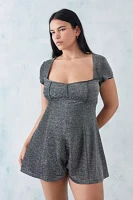 UO Jessie Shimmer Short Sleeve Romper