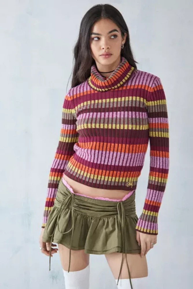 UO Ribbed Stripe Roll Neck Top