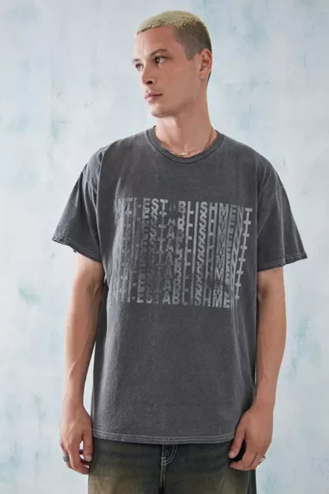 UO Washed Black Anti-Establishment Tee