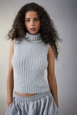 iets frans... Eyelash Knit Sleeveless Roll Neck Top