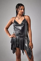 UO Foil Cowl Halter Romper