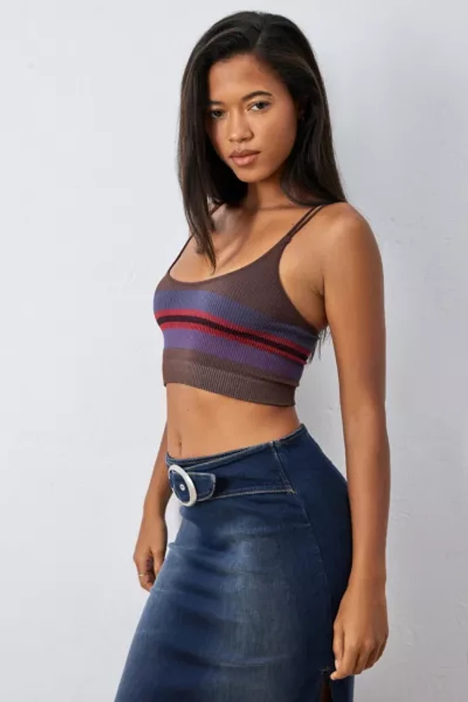 Out From Under Markie Chocolate Stripe Print Seamless Ribbed Cami