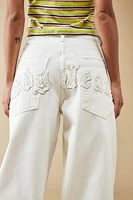 BDG Applique White Denim Jaya Baggy Jean