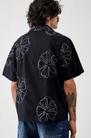 BDG Black Sencha Embroidered Short-Sleeved Shirt
