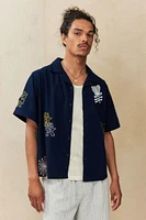 Ayker Navy Slub Embroidered Shirt