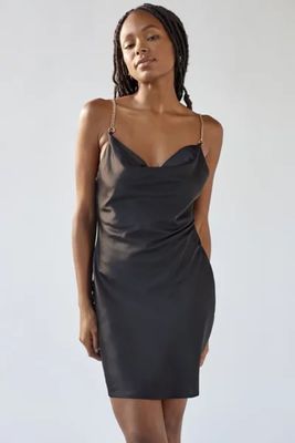 UO Mallory Satin Chain-Strap Slip Dress