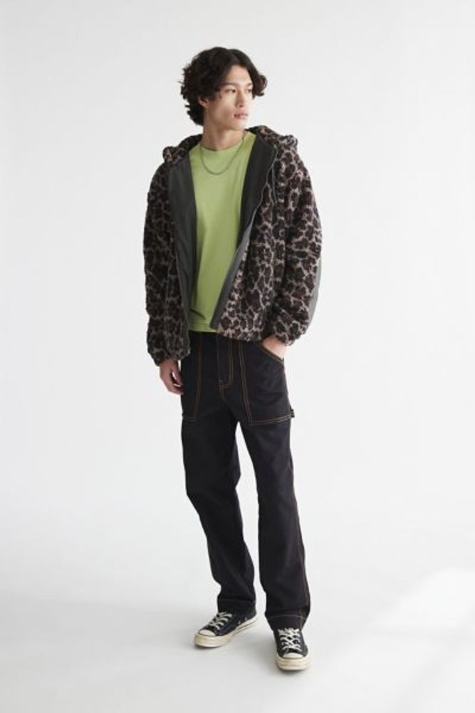 UO Patterned Fleece Hooded Jacket