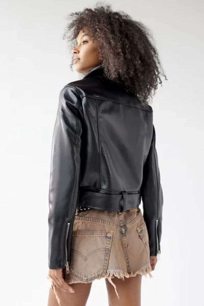 UO Celeste Faux Leather Moto Jacket
