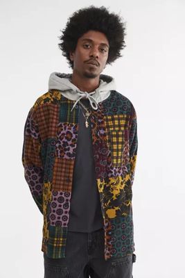 UO Patterned Cord Hooded Overshirt