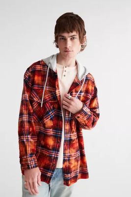 UO Hooded Plaid Flannel Overshirt