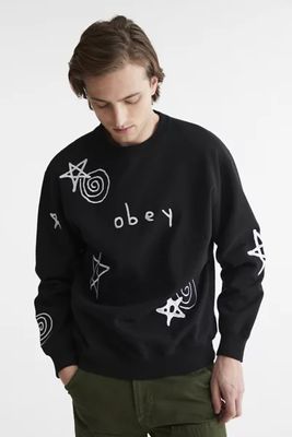 OBEY Gazin Embroidered Crew Neck Sweatshirt