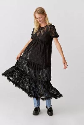 UO Fantine Semi-Sheer Lace Midi Dress