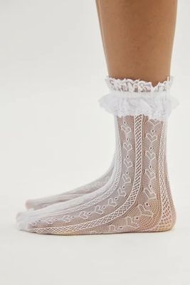 Lacey Heart Ruffle Ankle Sock