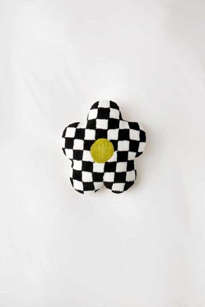 Checkerboard Mini Flower Throw Pillow