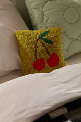 Cherries Tufted Mini Throw Pillow