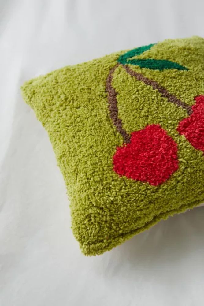 Cherries Tufted Mini Throw Pillow