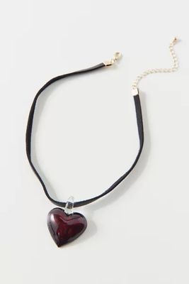 Glass Heart Choker Necklace
