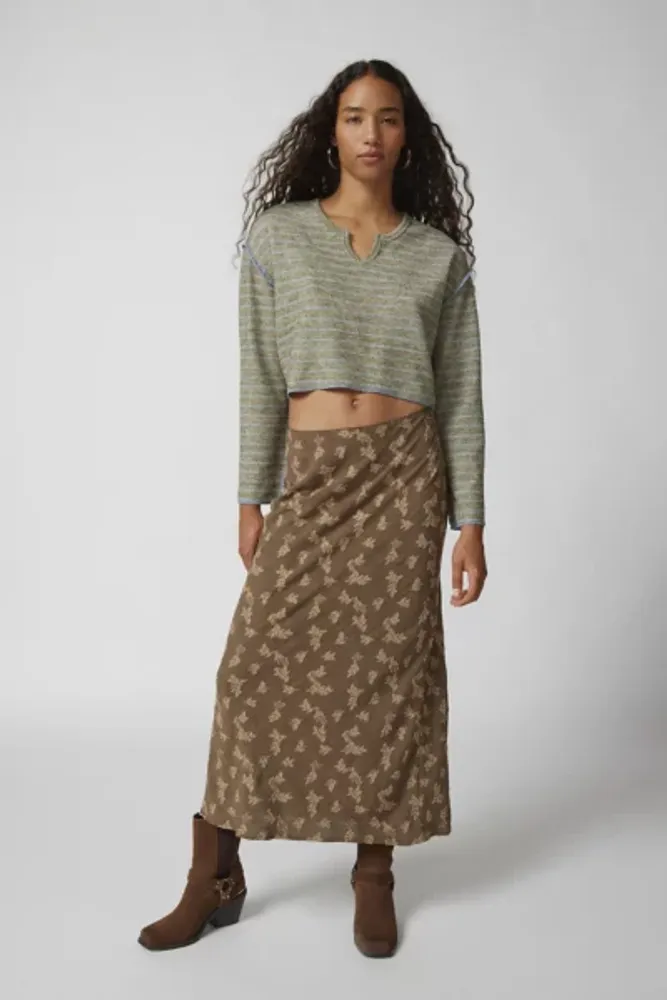 Urban Outfitters UO Parker Notch Neck Long Sleeve Top