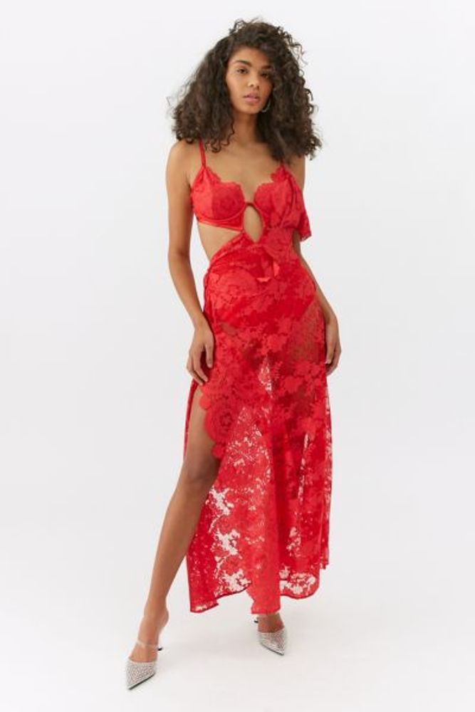 For Love & Lemons Kaia Sheer Lace Maxi Dress