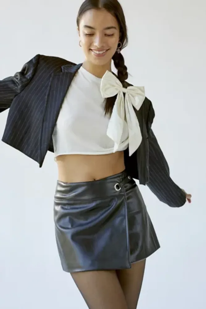 Motel Rolo Faux Leather Mini Wrap Skirt