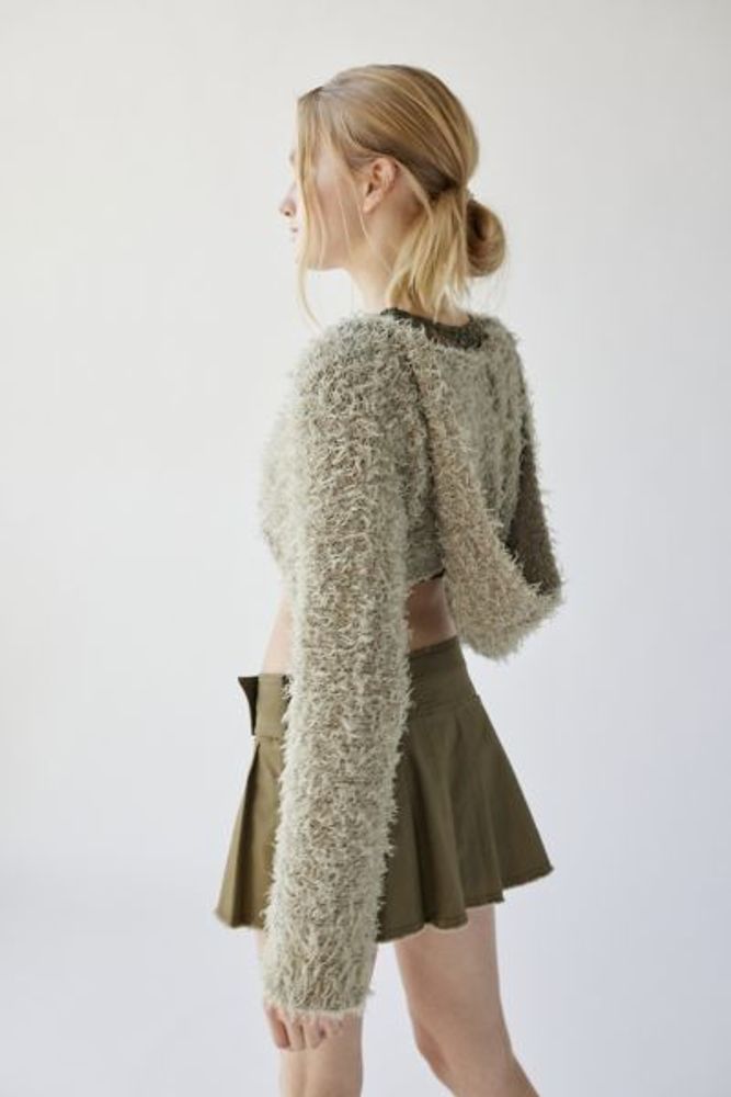 BDG Atiana Fuzzy Cropped Hooded Sweater
