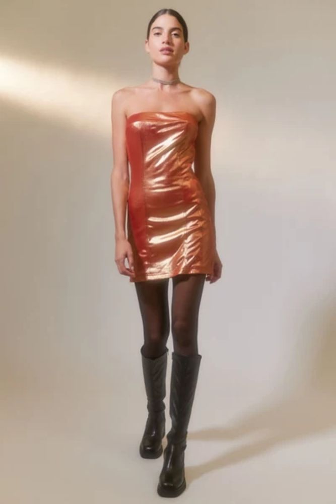 UO Kristy Disco Metallic Mini Dress