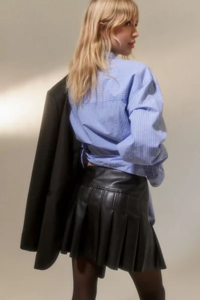 UO Faux Leather Pleated Mini Skirt