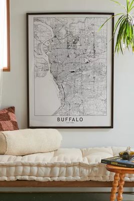 multipliCITY Buffalo White Map Art Print