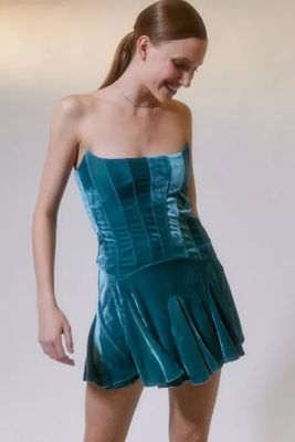 UO Antoinette Velvet Bustier Mini Dress