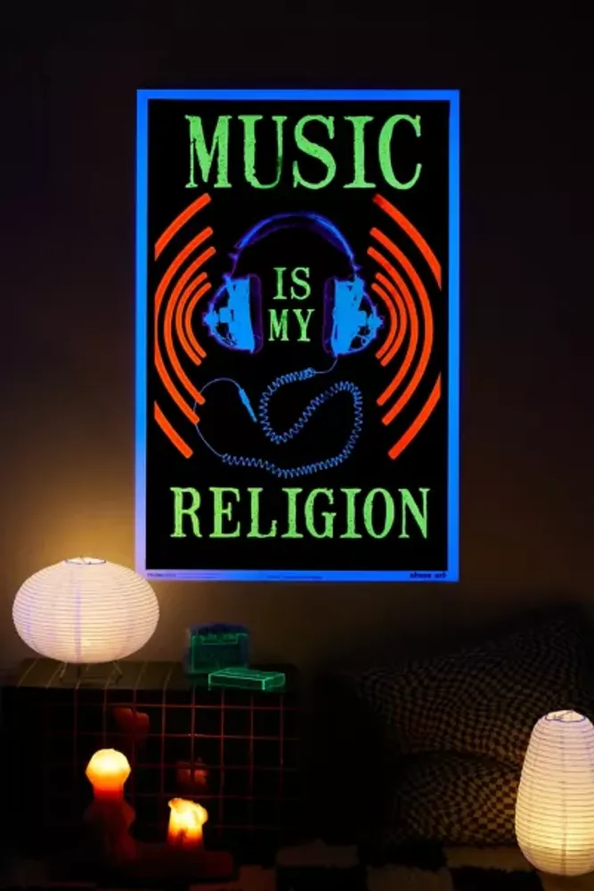 Music Is My Religion Blacklight Poster