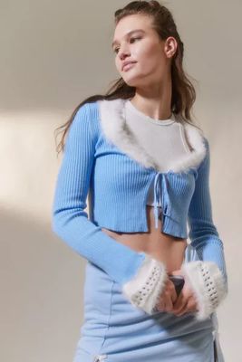 UO Rosie Faux Fur Trim Cardigan
