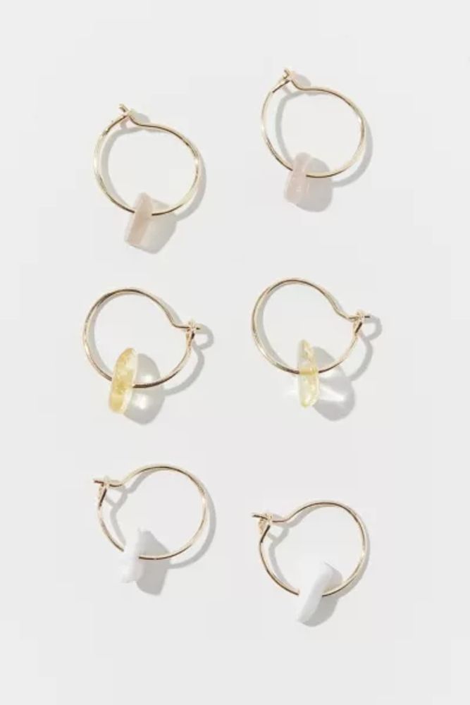 Delicate Stone Mini Hoop Earring Set