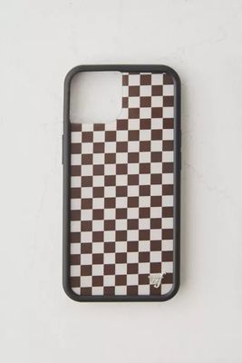 Wildflower Brown Checkered iPhone Case