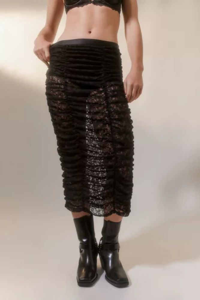 UO Emery Sheer Lace Midi Skirt