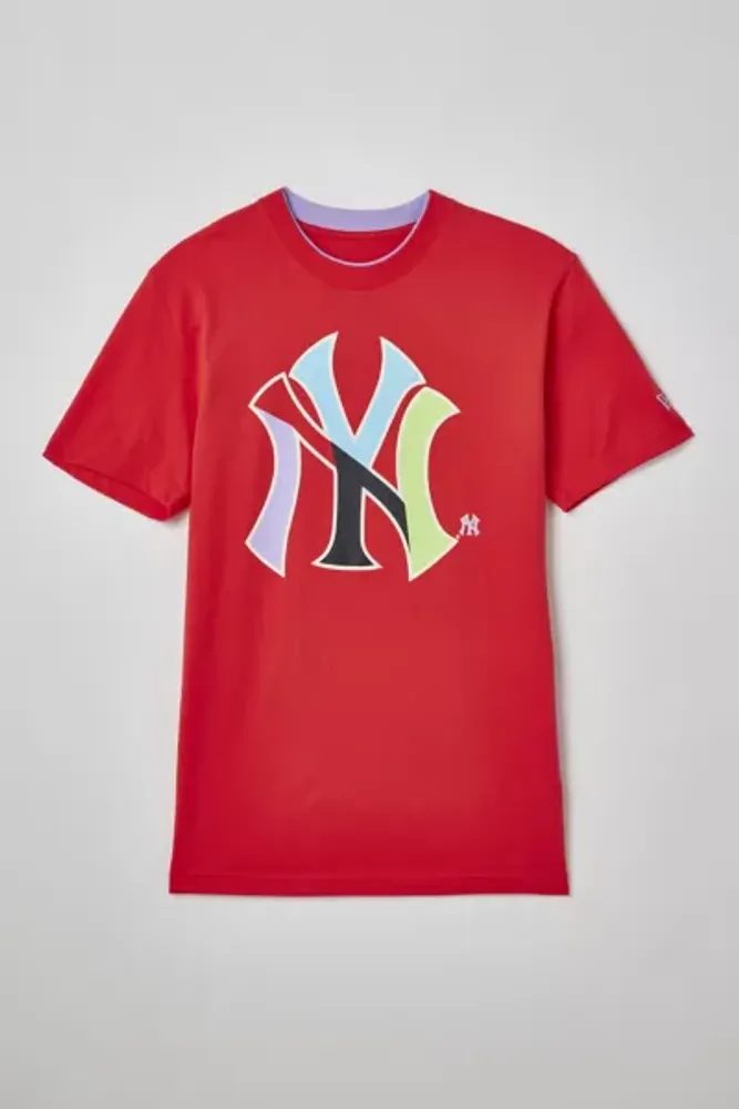 New Era New York Yankees oversized stripe t-shirt in red