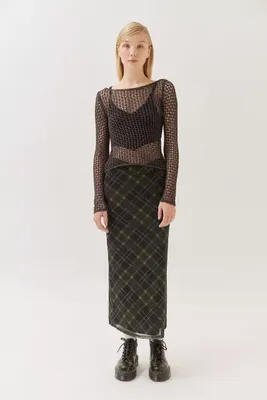 UO Gwen Printed V-Front Midi Skirt
